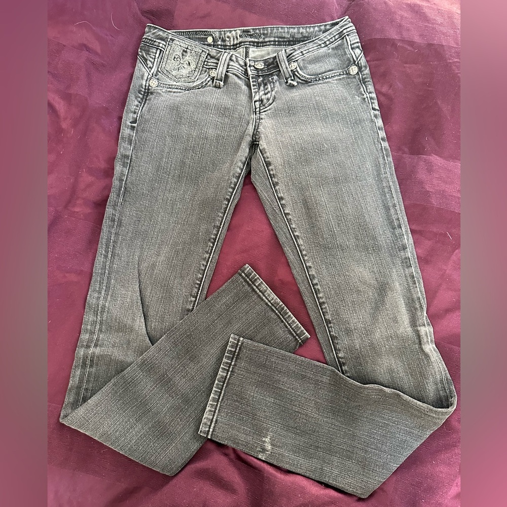 Miss Me Y2K Low Rise Charcoal Gray Jeans - Size 24